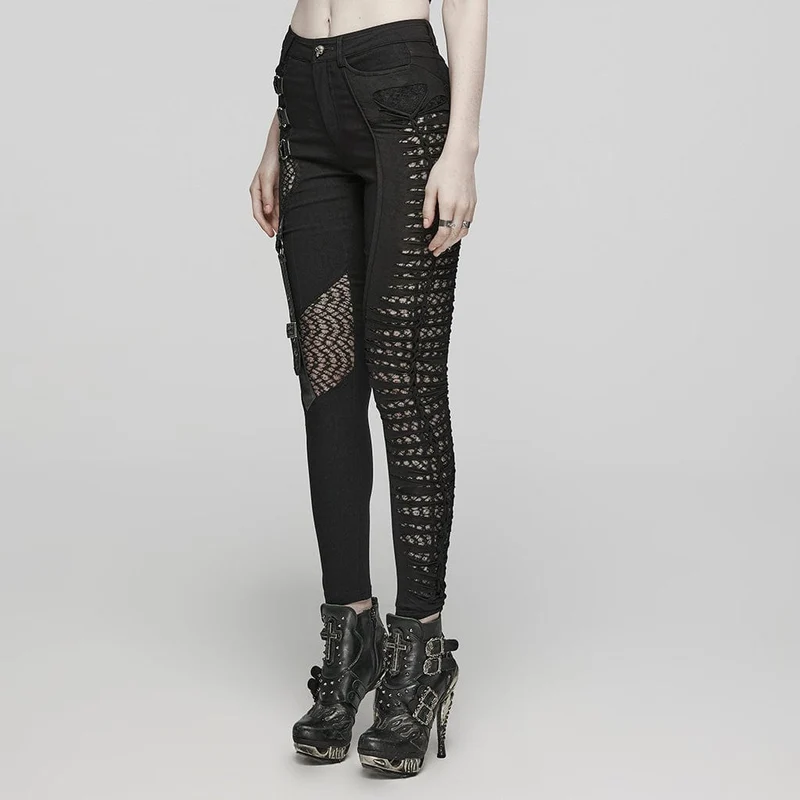Damen-Hose mit Punk-Mesh-Schnalle und Spaghettiträgern