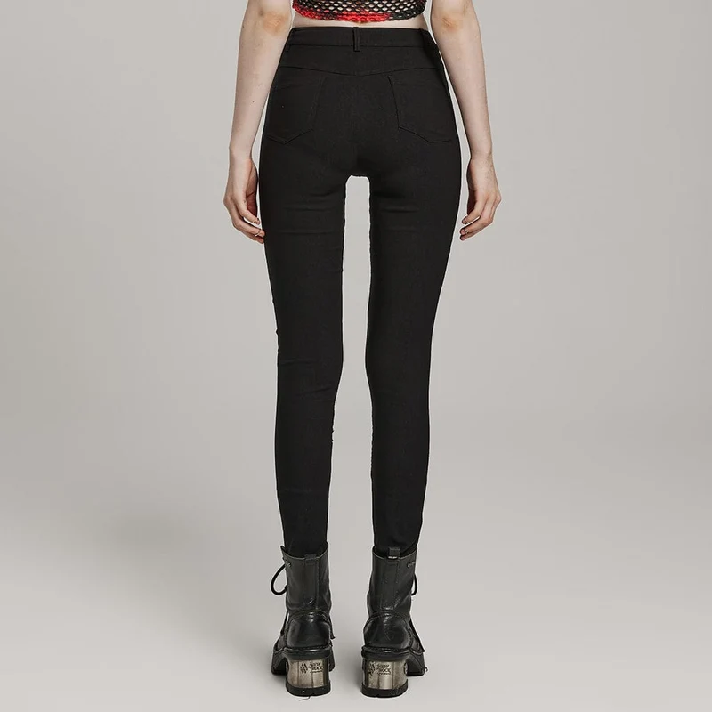 Damen-Hose mit Punk-Mesh-Ausschnitt und Ösen