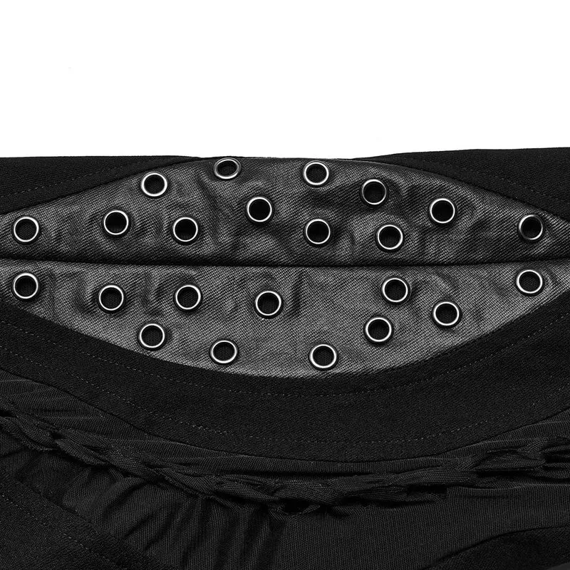 Damen-Hose mit Punk-Mesh-Ausschnitt und Ösen