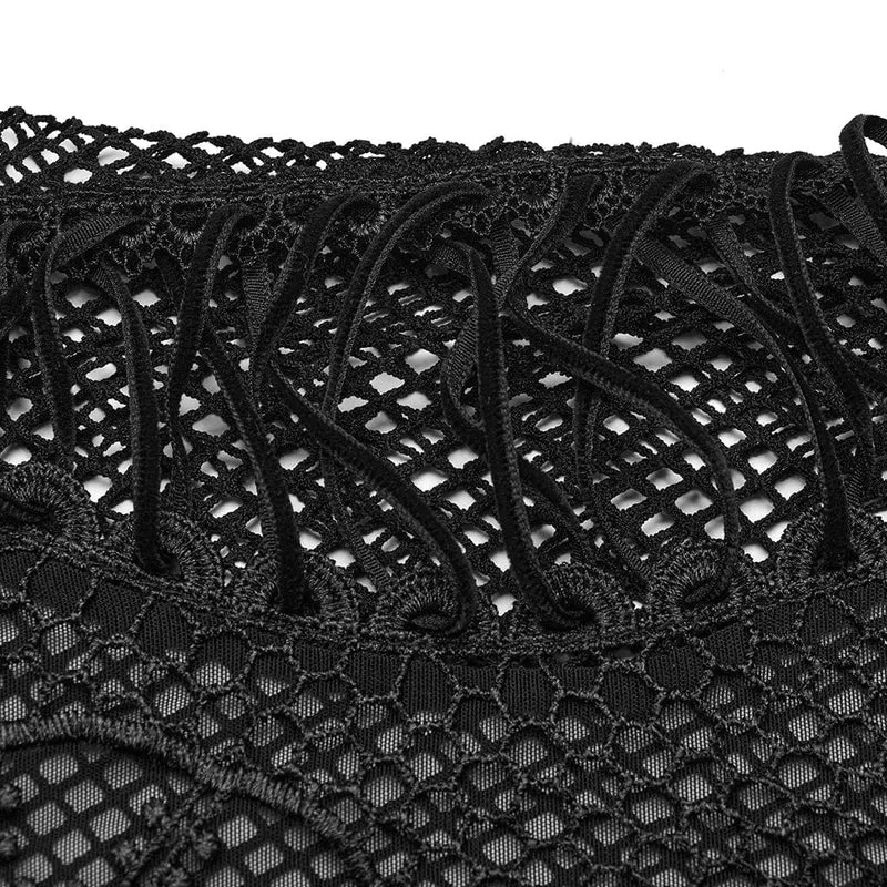 Damen-Tanktop mit Schnürung aus transparentem Netzstoff im Gothic-Stil