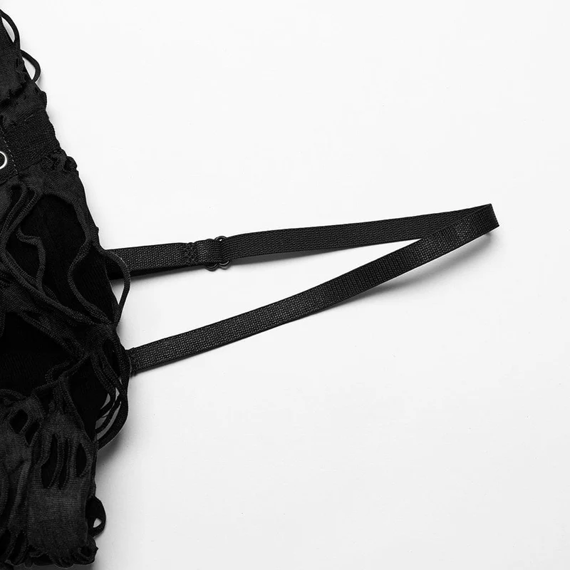 Damen Punk-Slipkleid mit unregelmäßigen Löchern und Löchern in Schwarz