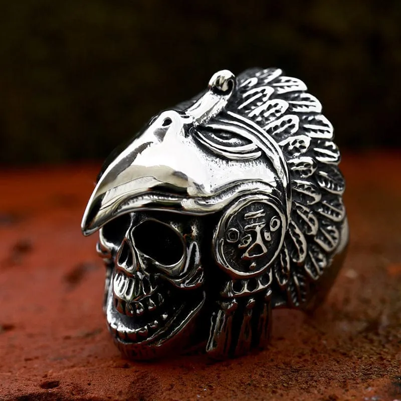 Herren-Punk-Adler-Totenkopf-Ring