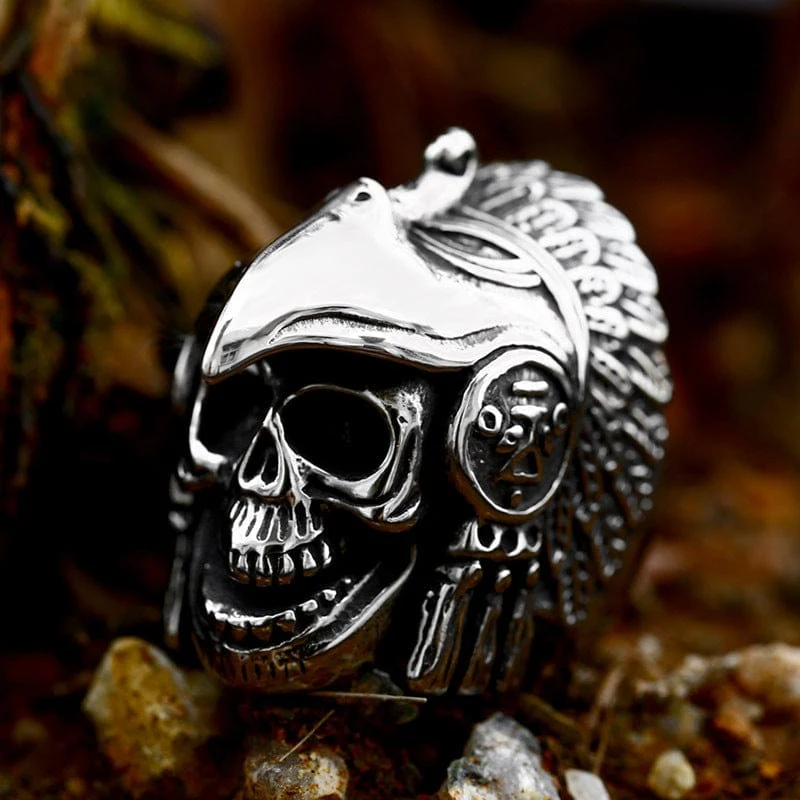Herren-Punk-Adler-Totenkopf-Ring