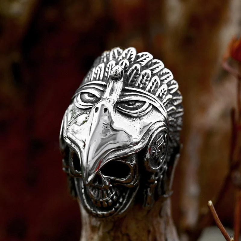 Herren-Punk-Adler-Totenkopf-Ring