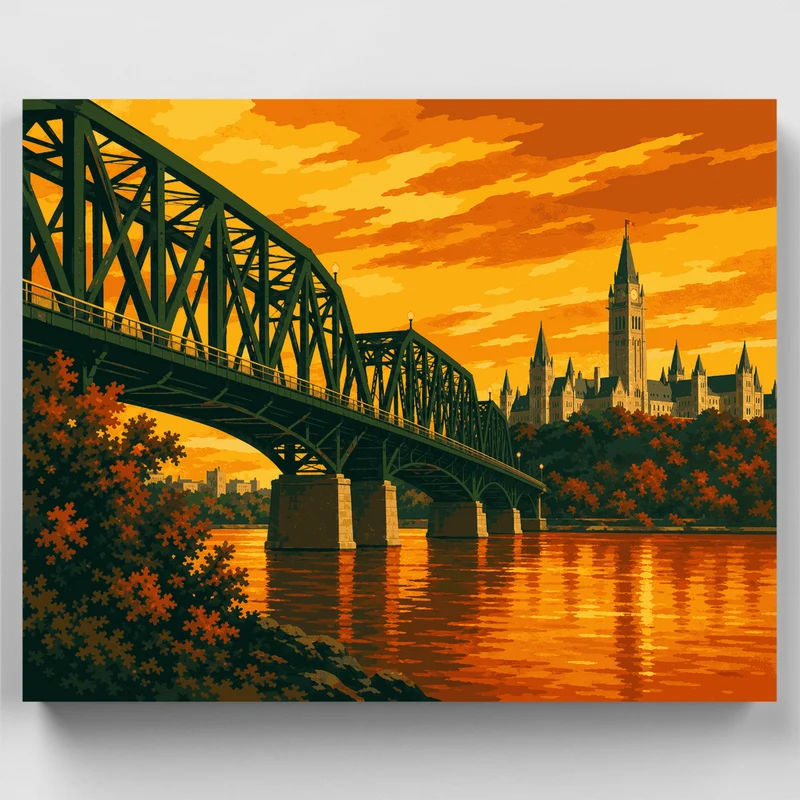 Bridge at Golden Dusk - Paint by Numbers Kit