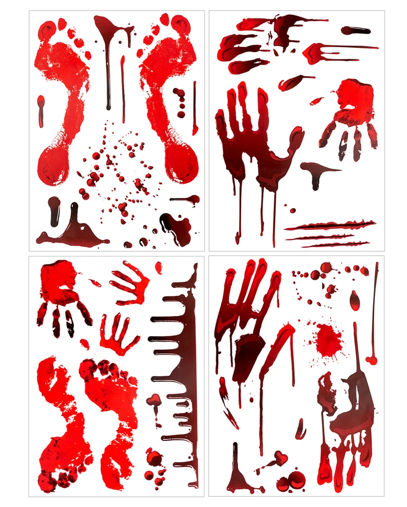 Blutige Fußspuren & Blutspuren als Bodensticker 36-teiliges Set