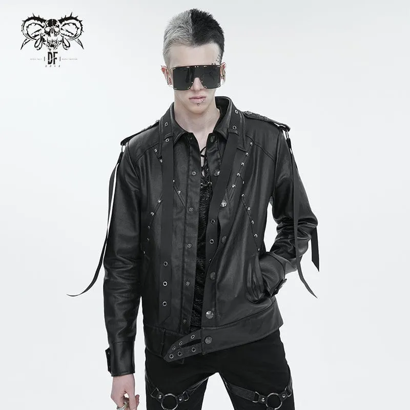 Herren-Punk-Strap-Jacke mit Nieten