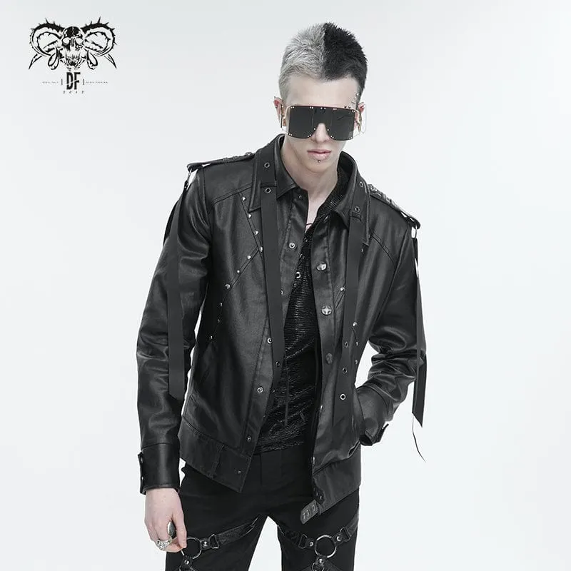 Herren-Punk-Strap-Jacke mit Nieten