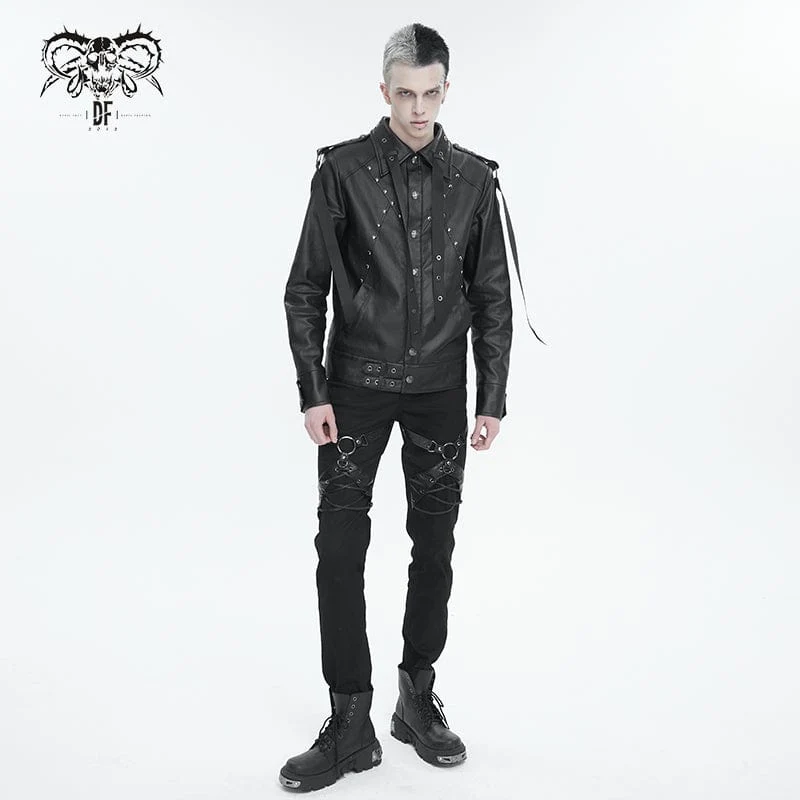 Herren-Punk-Strap-Jacke mit Nieten
