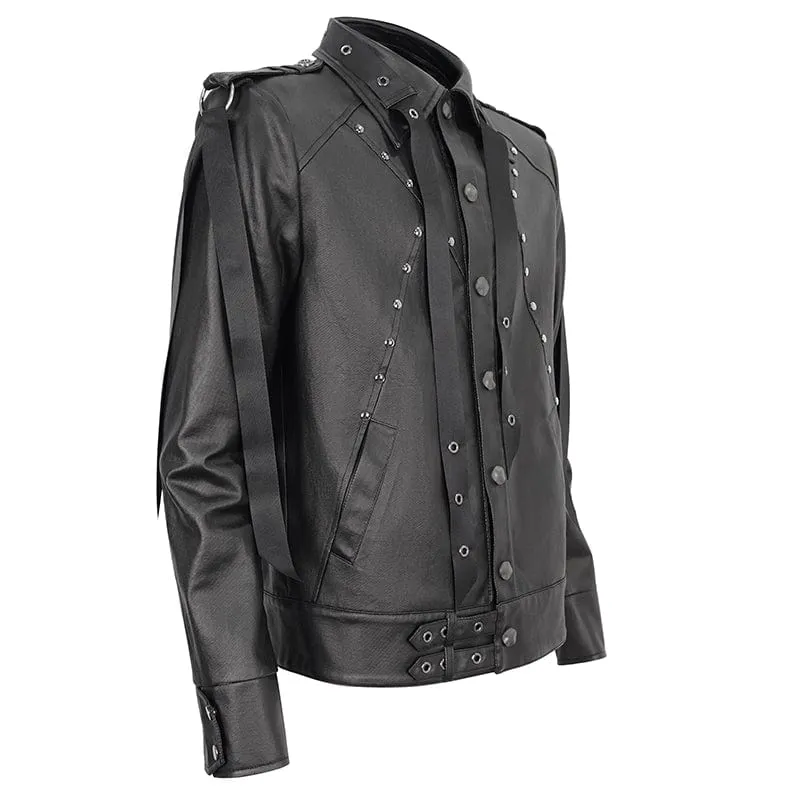 Herren-Punk-Strap-Jacke mit Nieten