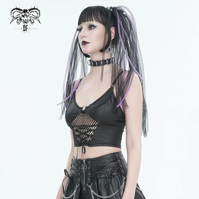 Damen-Punk-Trägershirt mit tiefem Mesh-Splice