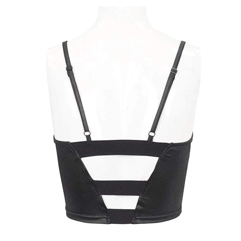 Damen-Punk-Trägershirt mit tiefem Mesh-Splice