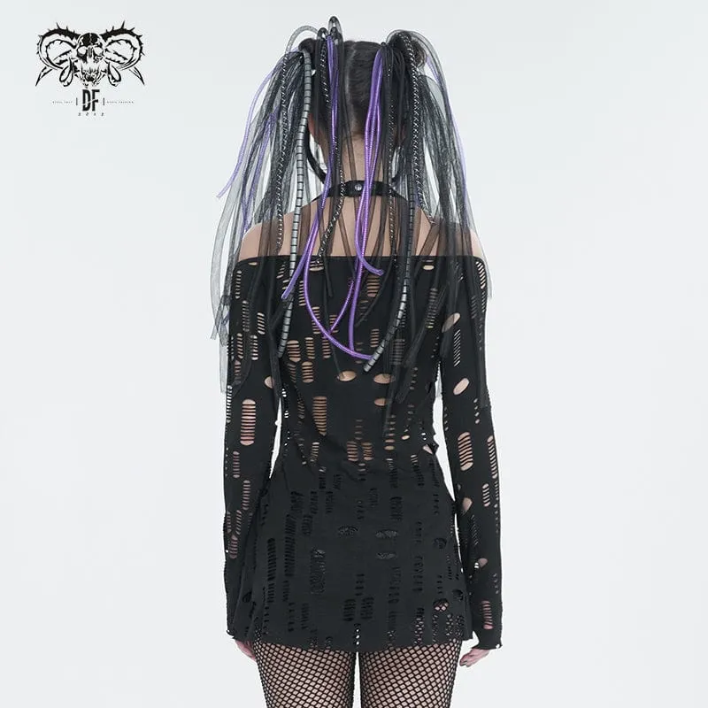 Gothic Ripped Split Neckholder-Hemd für Damen