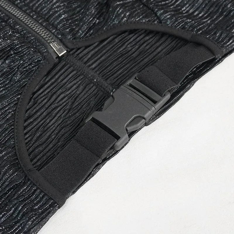 Damen Punk Cutout Star Buckle Weste