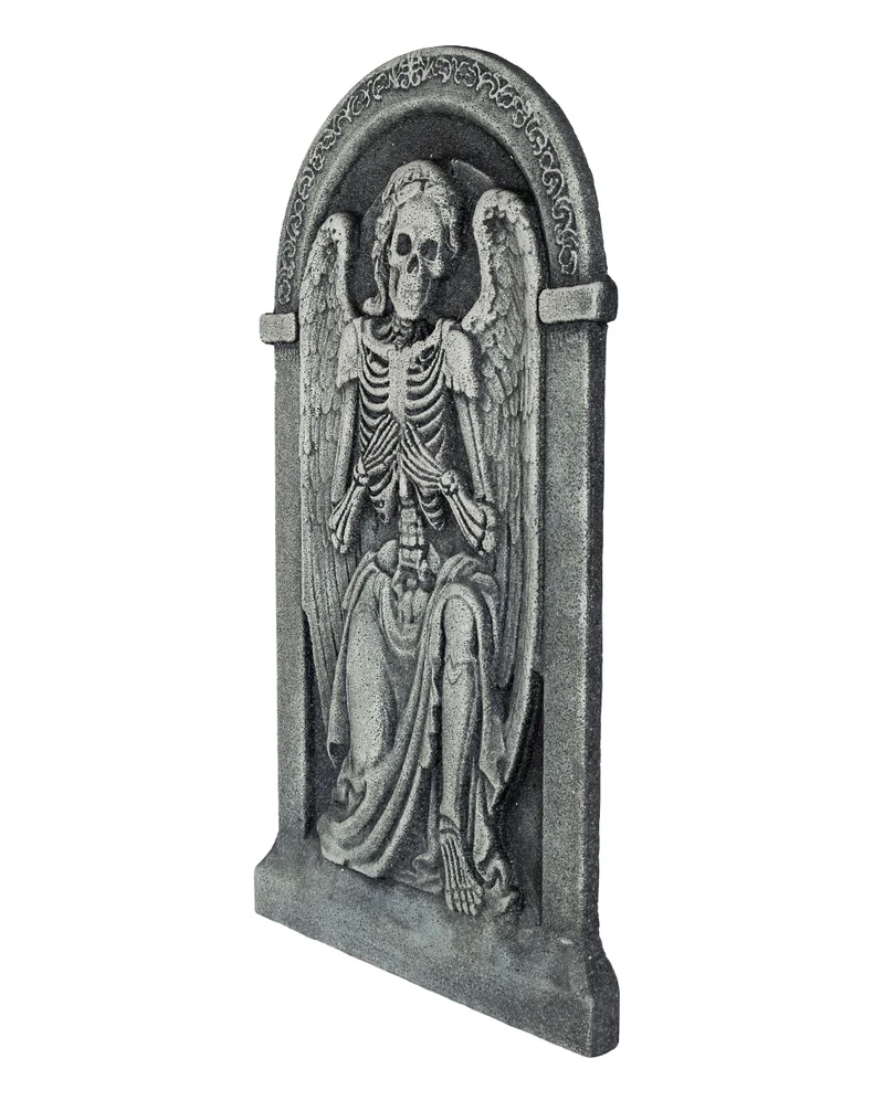 Halloween Grabstein mit Kniehendem Skelett Engel 91cm