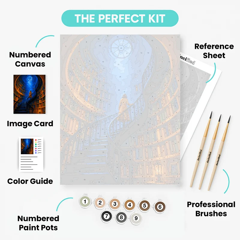 Spiral Staircase Library - Paint by Numbers Kit