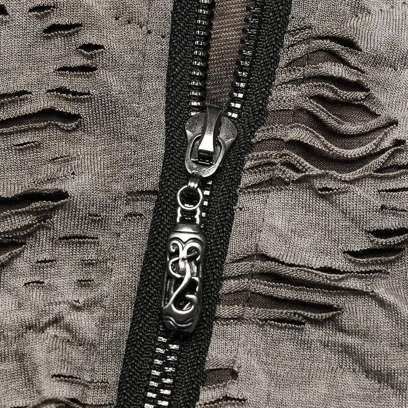Damen-Punk-Hemd mit kurzen Ärmeln und zerrissenem Used-Look