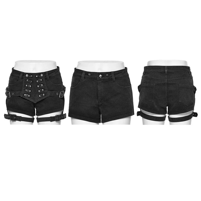 Damen-Shorts mit schmaler Passform und symmetrischer Punk-Schnalle