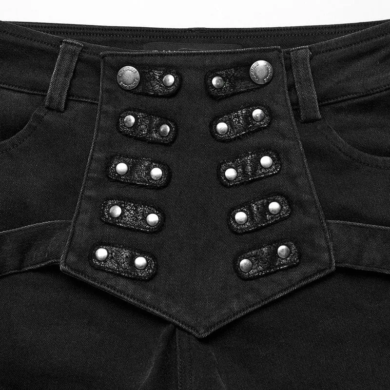 Damen-Shorts mit schmaler Passform und symmetrischer Punk-Schnalle