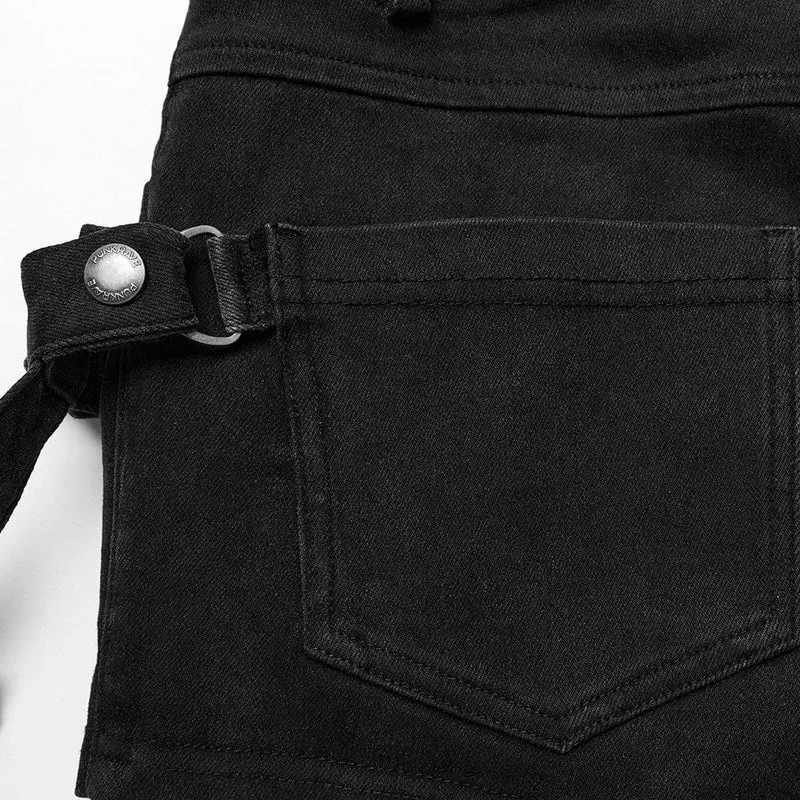 Damen-Shorts mit schmaler Passform und symmetrischer Punk-Schnalle