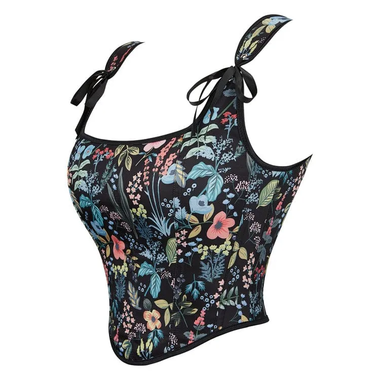 Damen Gothic-Vollbrustkorsett mit Blumenmuster
