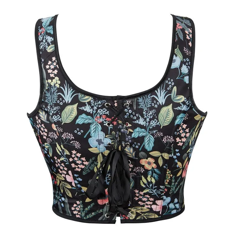 Damen Gothic-Vollbrustkorsett mit Blumenmuster