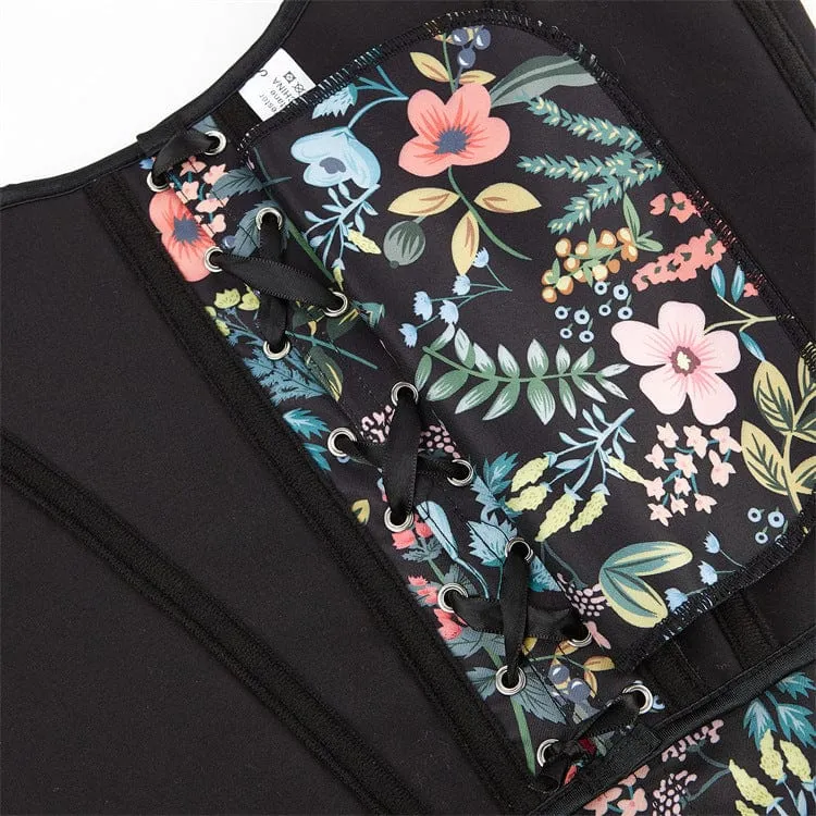 Damen Gothic-Vollbrustkorsett mit Blumenmuster