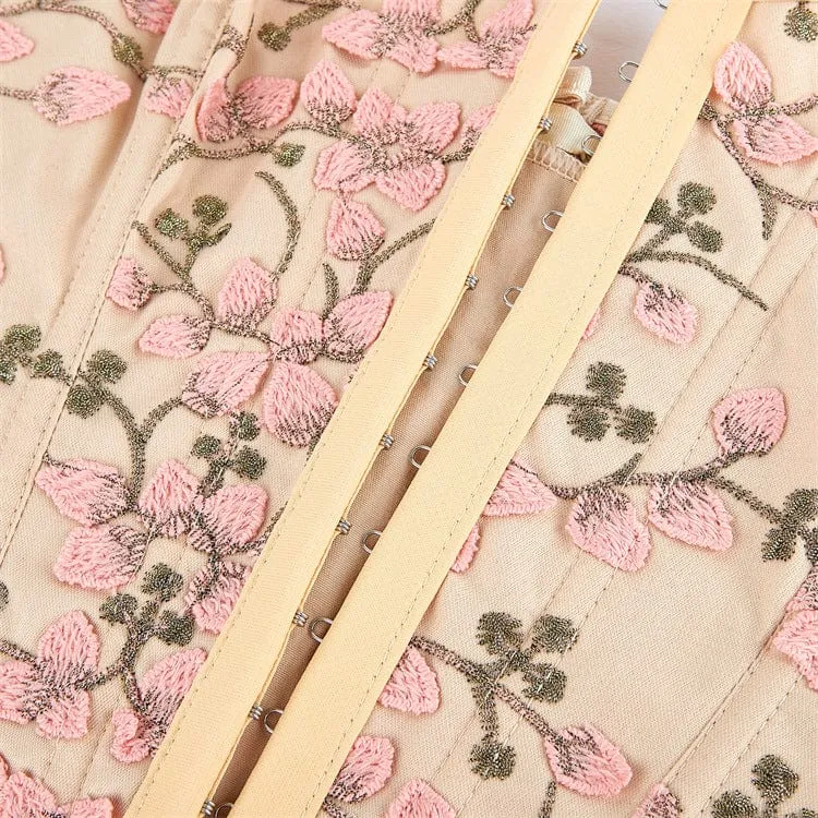 Damen Gothic-Vollbrustkorsett mit Blumenstickerei