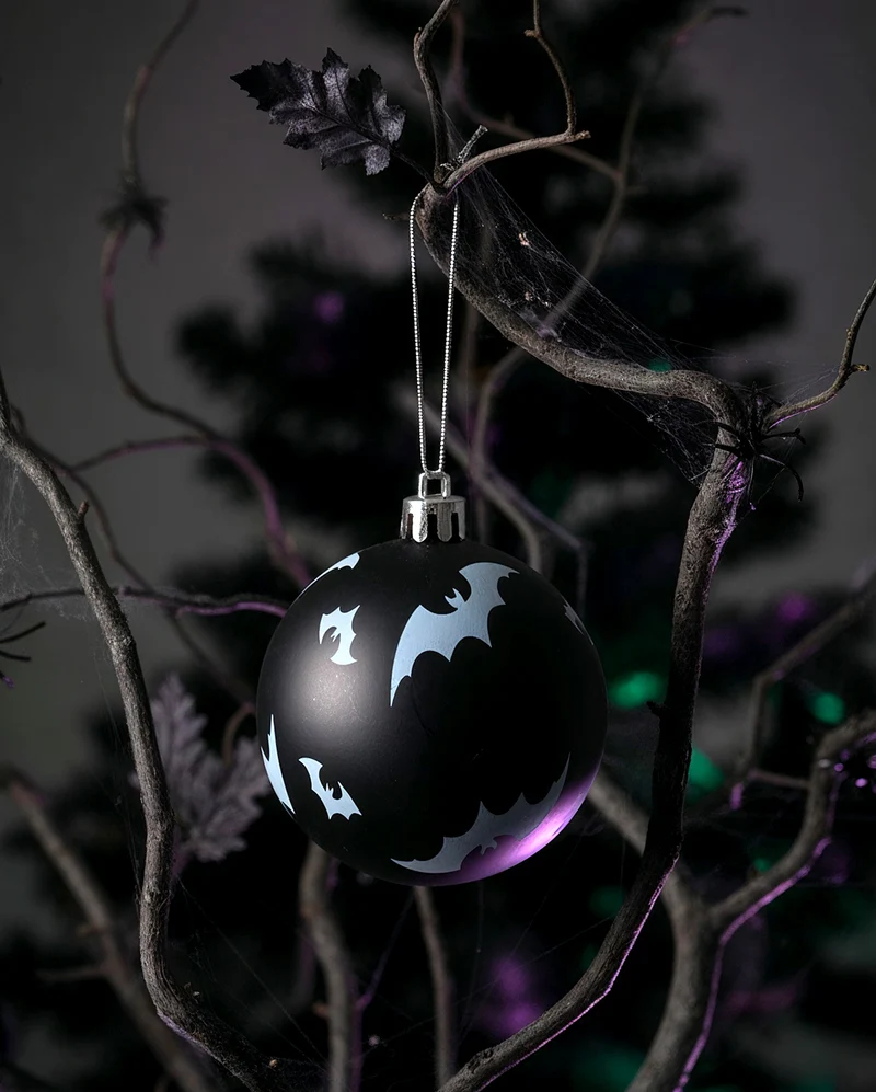 Schwarze Weihnachtskugeln mit Fledermäusen Ø 6cm