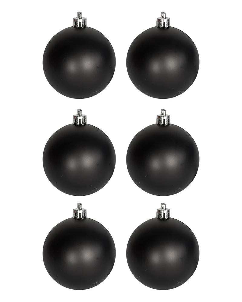 Matt Schwarze Weihnachtskugeln Ø 6cm - 6 Stück