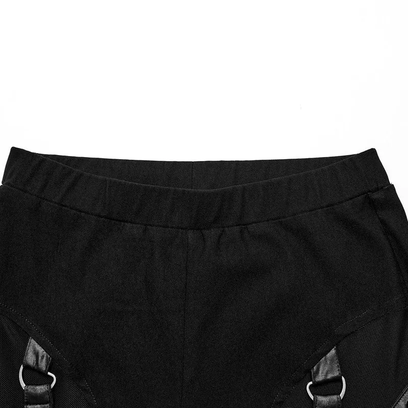 Punk-Mesh-Leggings mit Riemchen und Nieten für Damen