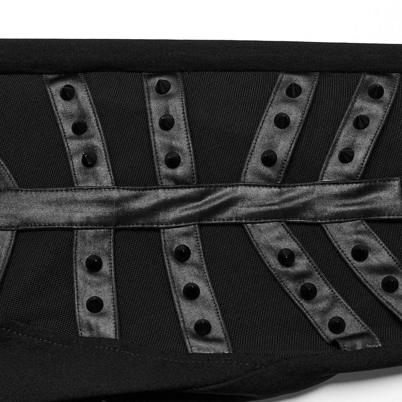 Punk-Mesh-Leggings mit Riemchen und Nieten für Damen
