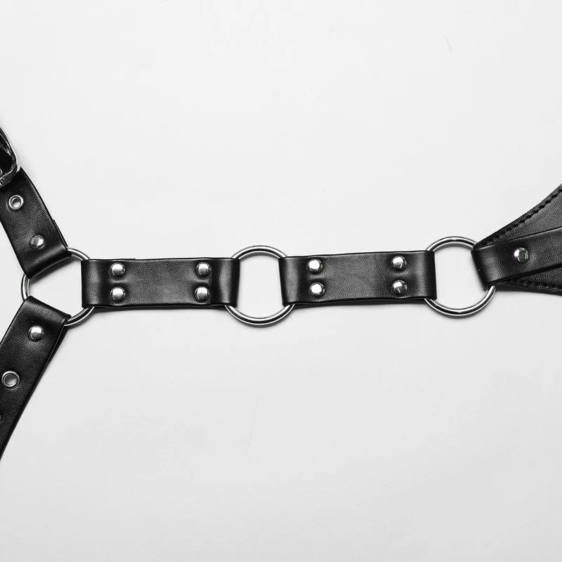 Damen-Körpergeschirr aus Kunstleder mit Punk-Schnalle und Ring