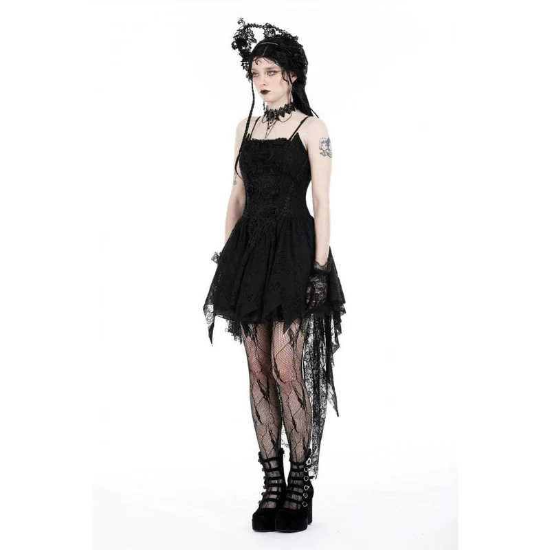 Damen Gothic Rose High-Low-Slip-Hochzeitskleid