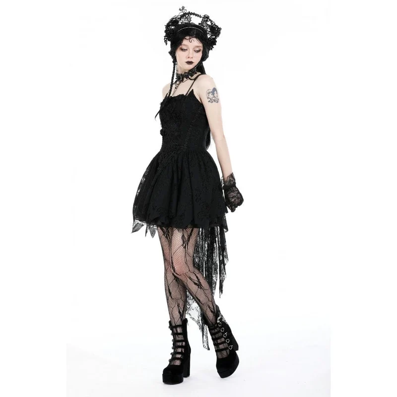 Damen Gothic Rose High-Low-Slip-Hochzeitskleid