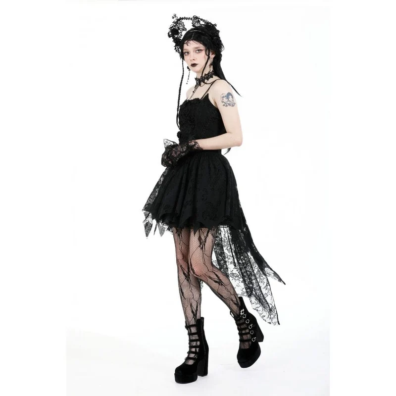 Damen Gothic Rose High-Low-Slip-Hochzeitskleid