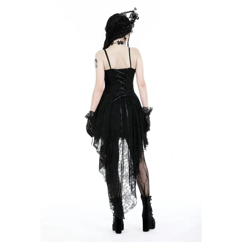 Damen Gothic Rose High-Low-Slip-Hochzeitskleid