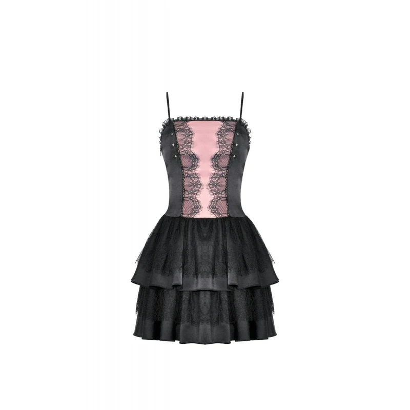 Gothic-Kleid für Damen, zweifarbig, mehrlagig, Abschlusskleid