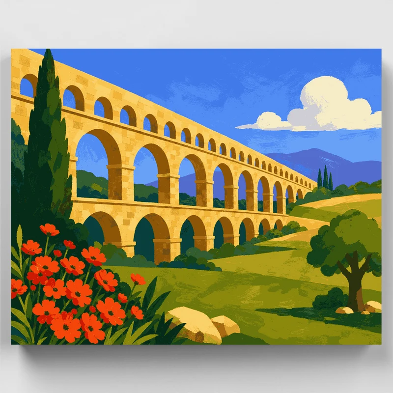 Ancient Roman Aqueduct - Paint by Numbers Kit