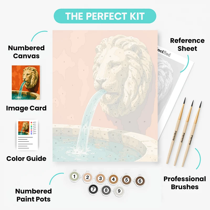Lion Head Fountain - Paint by Numbers Kit