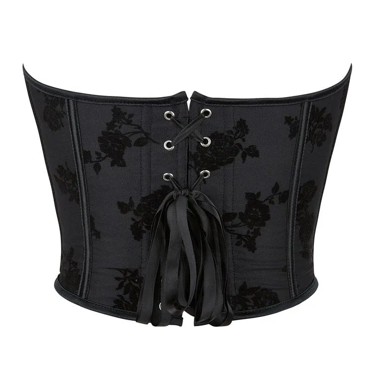 Damen-Overbust-Korsett mit Schnürung im Gothic-Stil mit Blumenmuster
