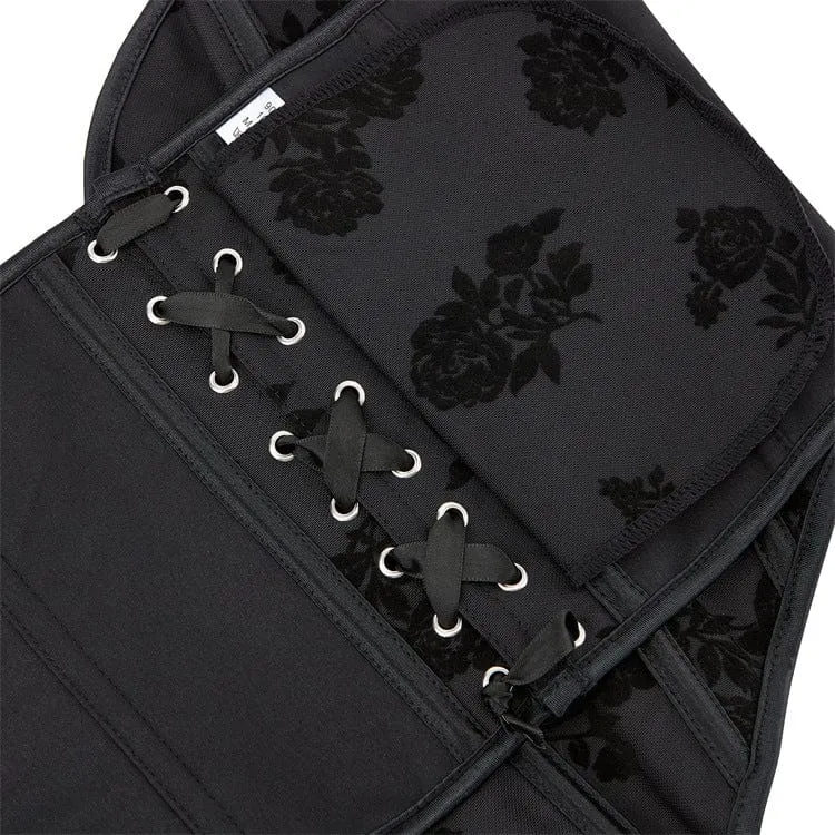 Damen-Overbust-Korsett mit Schnürung im Gothic-Stil mit Blumenmuster