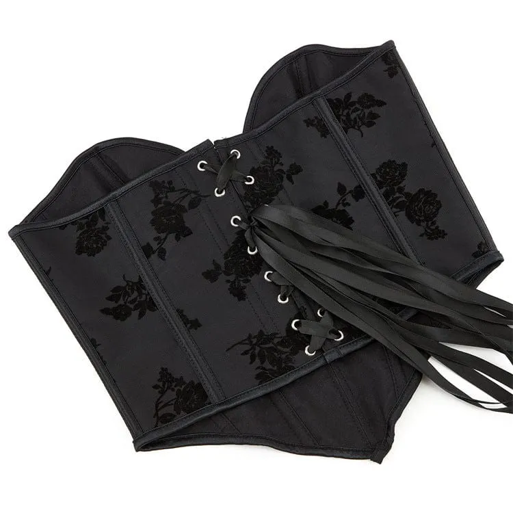 Damen-Overbust-Korsett mit Schnürung im Gothic-Stil mit Blumenmuster