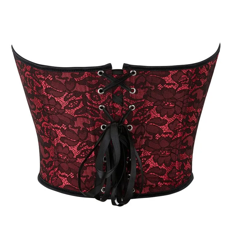 Tief ausgeschnittenes Vollbrustkorsett mit Gothic-Blumenmuster für Damen