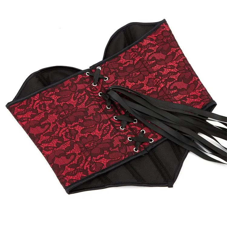 Tief ausgeschnittenes Vollbrustkorsett mit Gothic-Blumenmuster für Damen