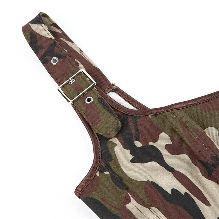 Damen-Overbust-Korsett mit Grunge-Camouflage-Schnallen