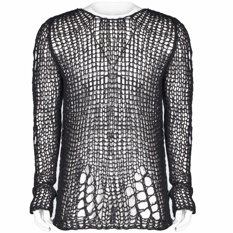 Herren-Gothic-Strickoberteil mit Rissen
