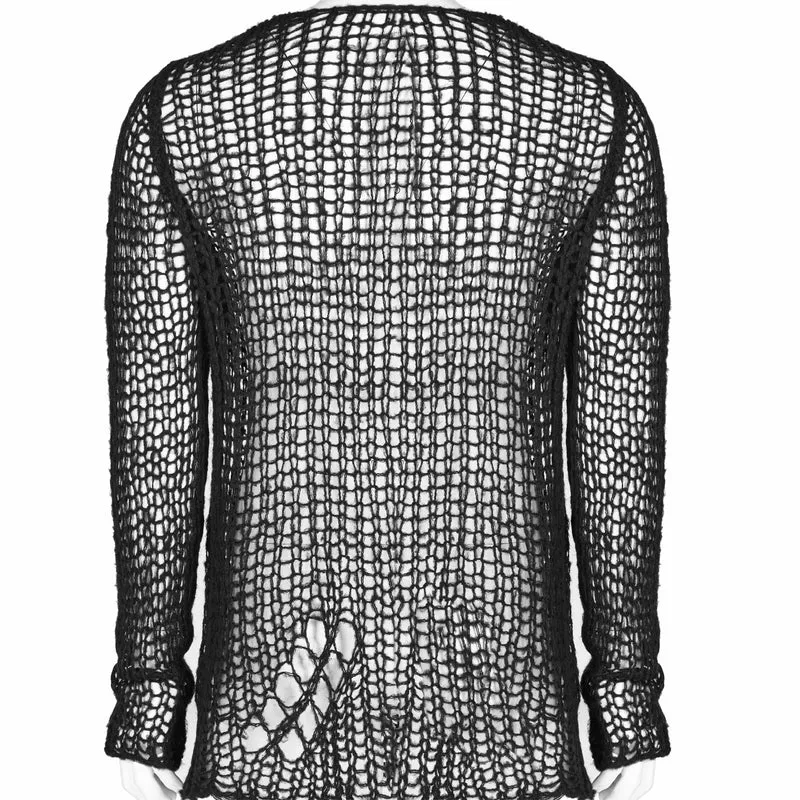 Herren-Gothic-Strickoberteil mit Rissen