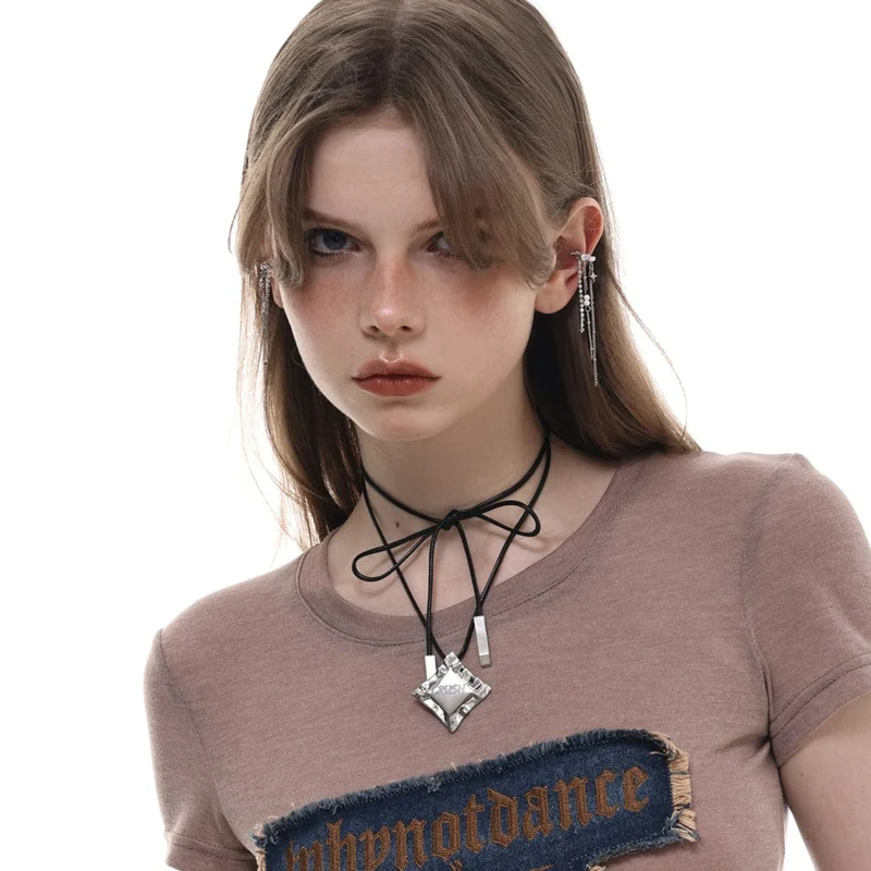 Damen-Punk-Riemchen-Quadrat-Halskette