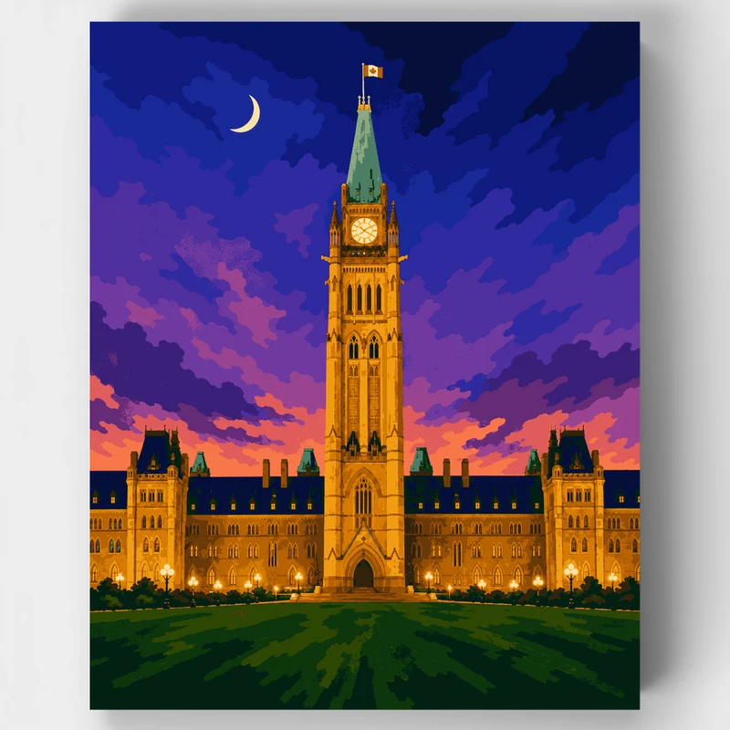 Peace Tower at Dusk - Paint by Numbers Kit